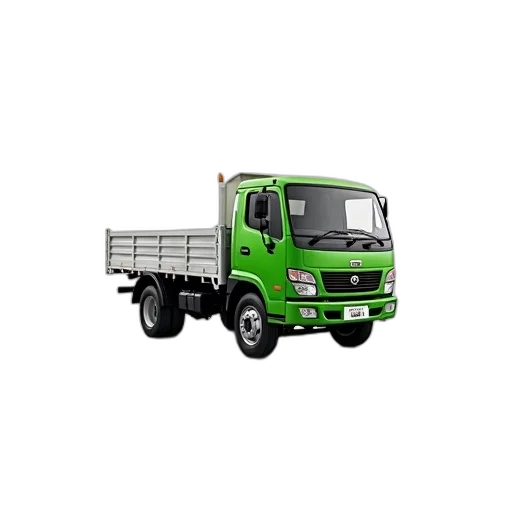 photorealistic, 3d render, green, tata, truck, parked, white, background transparent PNG cut-out