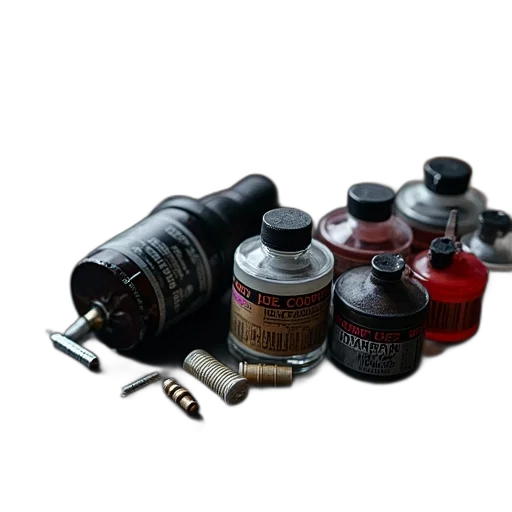 jewelry, bottle, weapon, photorealistic transparent PNG cut-out
