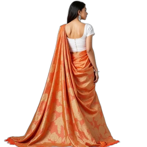 dress, golden, woman, wearing, white, top, long, orange transparent PNG cut-out