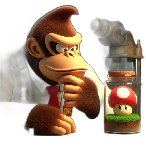 animal, food, concept art, 3d render, photorealistic, fire, anthropomorphic, gorilla transparent PNG cut-out