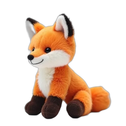 animal, staff, creature, 3d render, concept art, stuffed, fox, sits transparent PNG cut-out