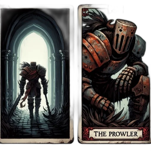 concept art, fantasy art, comic book art, dark, two, tarot, cards, feature transparent PNG cut-out