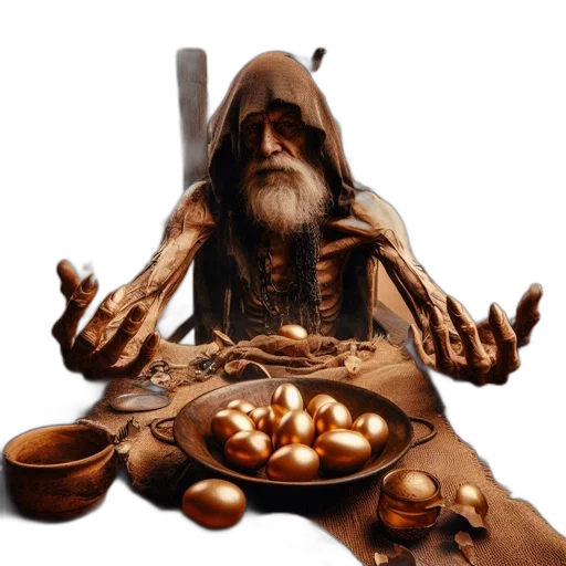 food, concept art, photorealistic, 3d render, fantasy art, old, man, prominent transparent PNG cut-out
