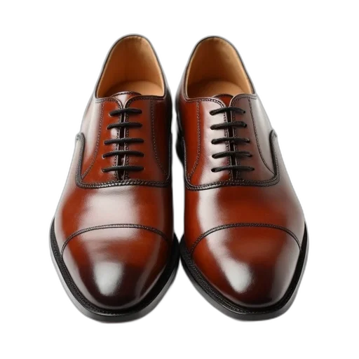 shoes, photorealistic, pair, brown, leather, dress, laces, displayed transparent PNG cut-out