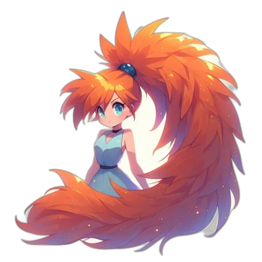 hair, creature, animal, staff, concept art, anime, pixel art, fantasy art transparent PNG cut-out