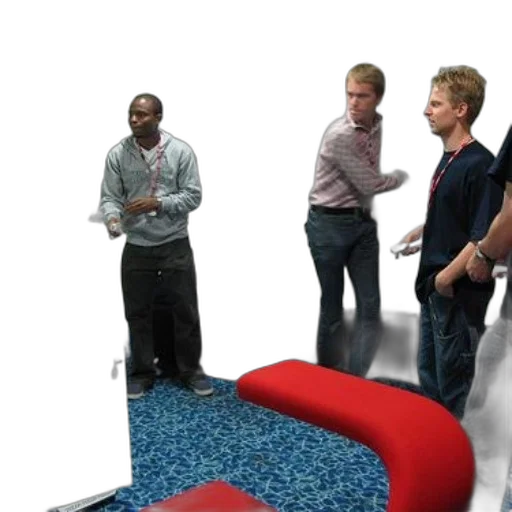 staff, furniture, 3d render, group, people, room, red, couch transparent PNG cut-out