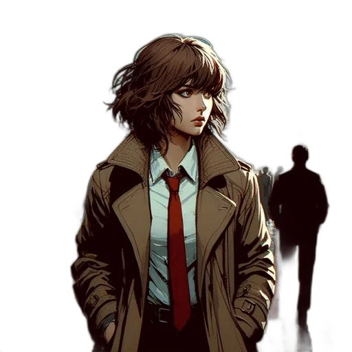 jacket, face, staff, mask, comic book art, concept art, anime, cyberpunk transparent PNG cut-out