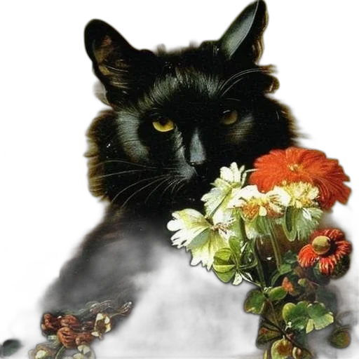 animal, flower, crown, face, photorealistic, oil painting, watercolor, fantasy art transparent PNG cut-out