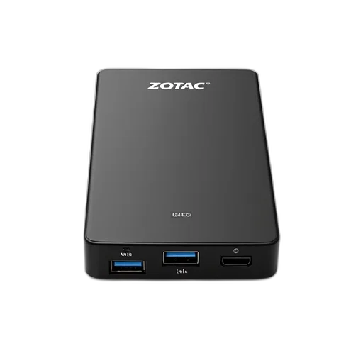 black, portable, hard, drive, zotac, logo, top, displayed transparent PNG cut-out