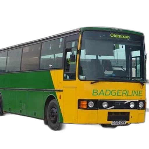staff, photorealistic, 3d render, badgerline, bus, green, yellow, colors transparent PNG cut-out