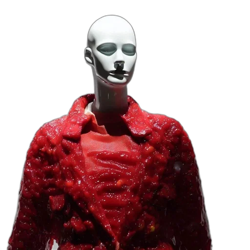 jacket, mask, dress, robot, 3d render, red, unusual, tableau transparent PNG cut-out