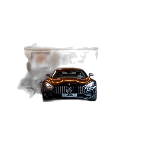 car, 3d render, concept art, photorealistic, pixel art, fog, fire, garage transparent PNG cut-out