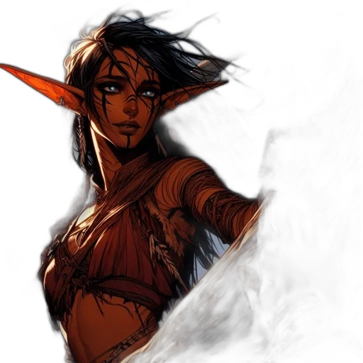 staff, fantasy art, concept art, comic book art, watercolor, fire, red, dark transparent PNG cut-out