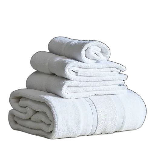 furniture, 3d render, photorealistic, monochrome, stack, white, towels, neatly transparent PNG cut-out