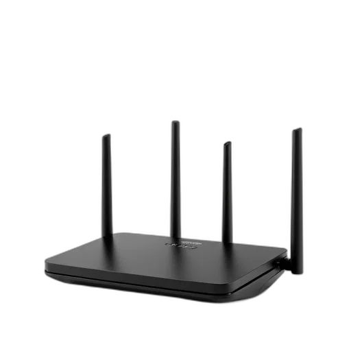 crown, black, wireless, router, four, external, antennas, displayed transparent PNG cut-out