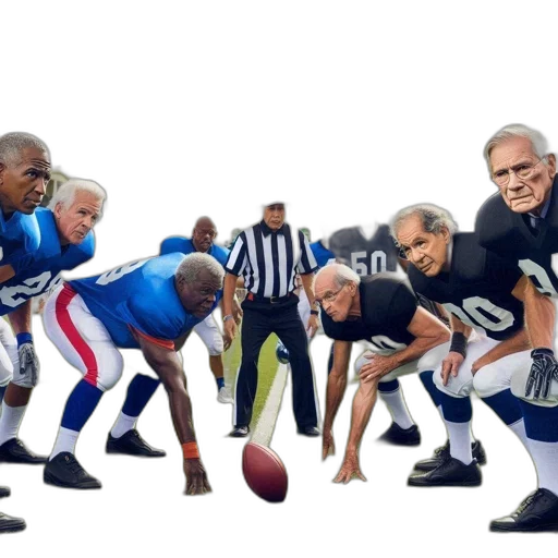 group, older, men, dressed, blue, black, football, uniforms transparent PNG cut-out