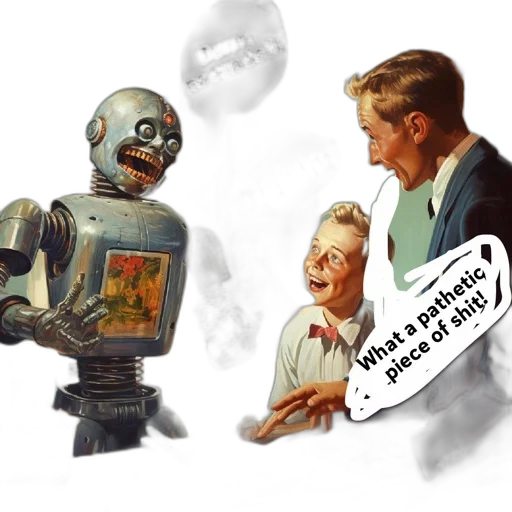 robot, concept art, comic book art, pixel art, 3d render, outer space, underwater, humorous transparent PNG cut-out