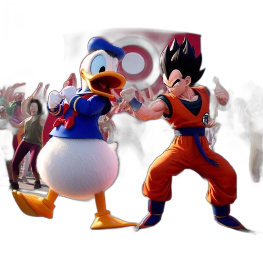 concept art, 3d render, pixel art, cartoon, donald, duck, anime-styled, figure transparent PNG cut-out