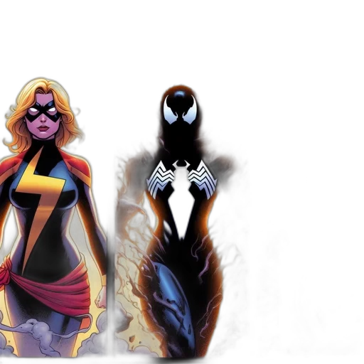 comic book art, concept art, three, distinct, panels, feature, marvel, characters transparent PNG cut-out