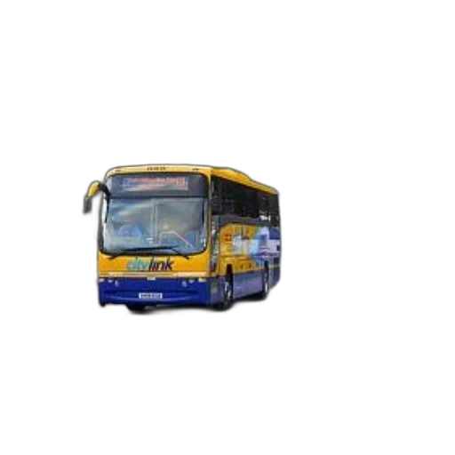 photorealistic, 3d render, yellow, blue, citylink, bus, parked, side transparent PNG cut-out