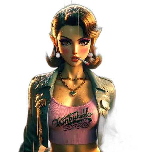 jacket, concept art, comic book art, cyberpunk, photorealistic, neon lights, animated, character transparent PNG cut-out