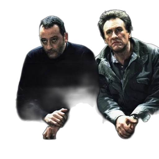 jacket, face, mask, concept art, two, men, sit, together transparent PNG cut-out