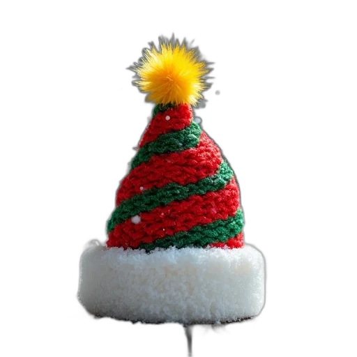 hat, staff, crown, 3d render, festive, christmas, red, green transparent PNG cut-out