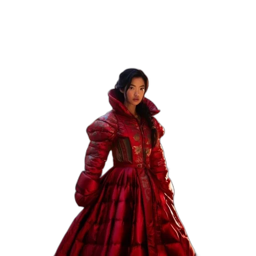 dress, jacket, 3d render, concept art, photorealistic, fantasy art, snow, red transparent PNG cut-out