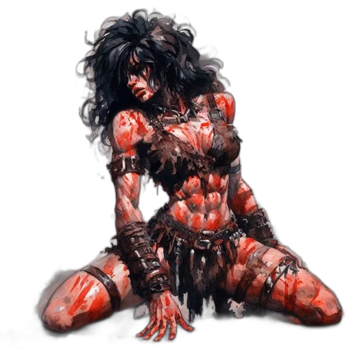 comic book art, concept art, fantasy art, pixel art, red, fierce, warrior, woman transparent PNG cut-out