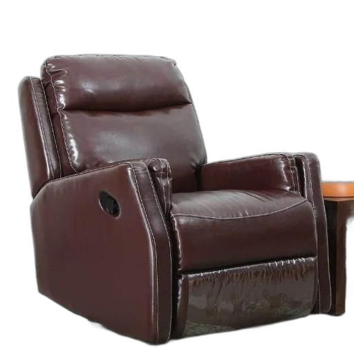 furniture, 3d render, photorealistic, modern, burgundy, leather, recliner, chair transparent PNG cut-out