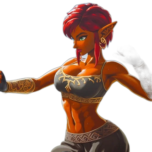 concept art, fantasy art, comic book art, 3d render, female, character, striking, features transparent PNG cut-out