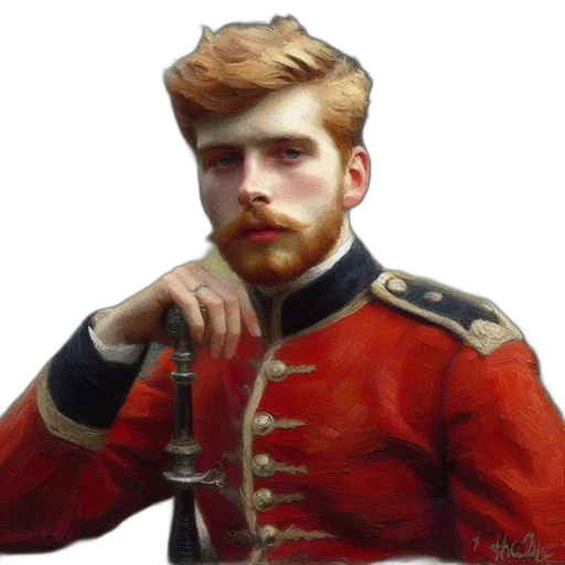 staff, face, crown, jacket, photorealistic, oil painting, pixel art, concept art transparent PNG cut-out