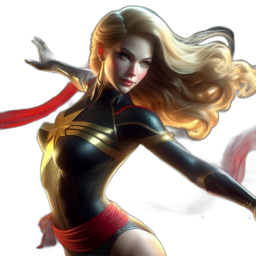 comic book art, concept art, fantasy art, photorealistic, golden, dynamic, female, comic transparent PNG cut-out
