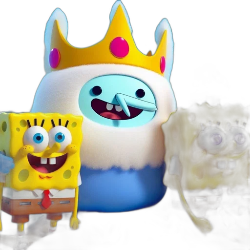 crown, concept art, 3d render, fantasy art, underwater, spongebob, ice, king transparent PNG cut-out
