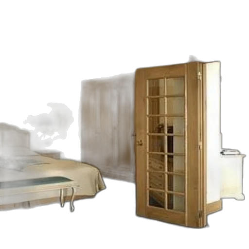 furniture, concept art, 3d render, photorealistic, fog, cozy, bedroom, wooden transparent PNG cut-out