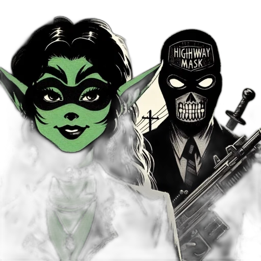 concept art, comic book art, fantasy art, cartoon, green, two, characters, one transparent PNG cut-out