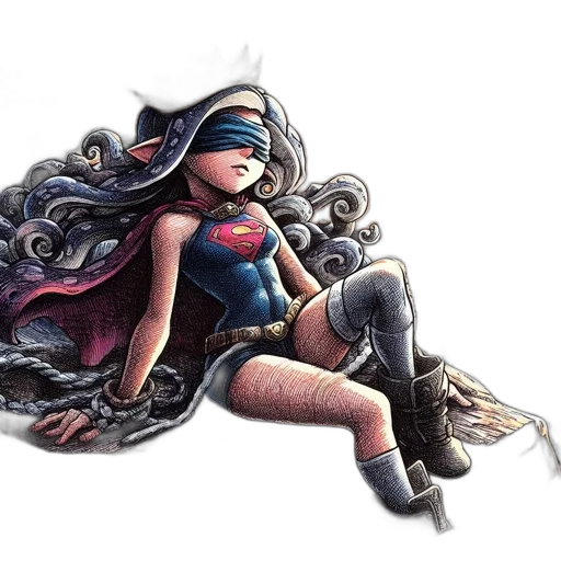 mask, hair, comic book art, concept art, fantasy art, watercolor, woman, silver transparent PNG cut-out