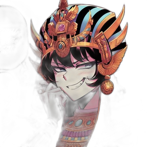 mask, staff, crown, hat, concept art, fantasy art, anime, vaporwave transparent PNG cut-out