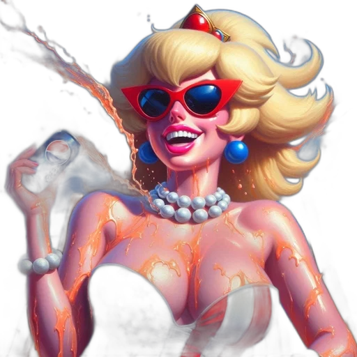 concept art, fantasy art, comic book art, pixel art, neon, blonde, woman, wearing transparent PNG cut-out