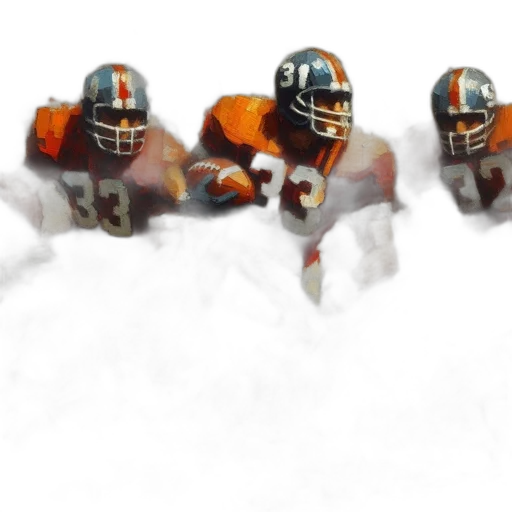 concept art, photorealistic, oil painting, fog, snow, three, football, players transparent PNG cut-out
