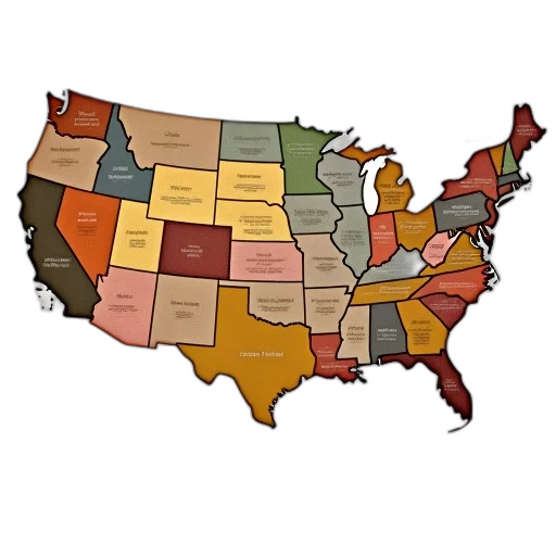 earth tones, colorful, map, usa transparent PNG cut-out