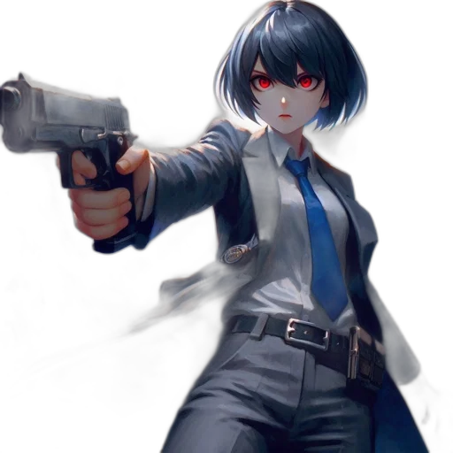 weapon, staff, jacket, concept art, comic book art, anime, photorealistic, blue transparent PNG cut-out