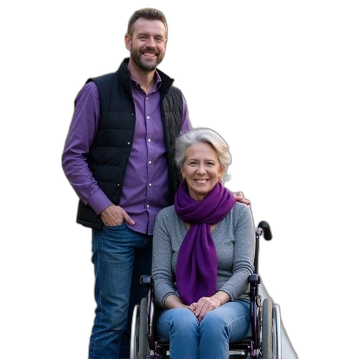 jacket, staff, furniture, man, woman, standing, sidewalk, wearing transparent PNG cut-out