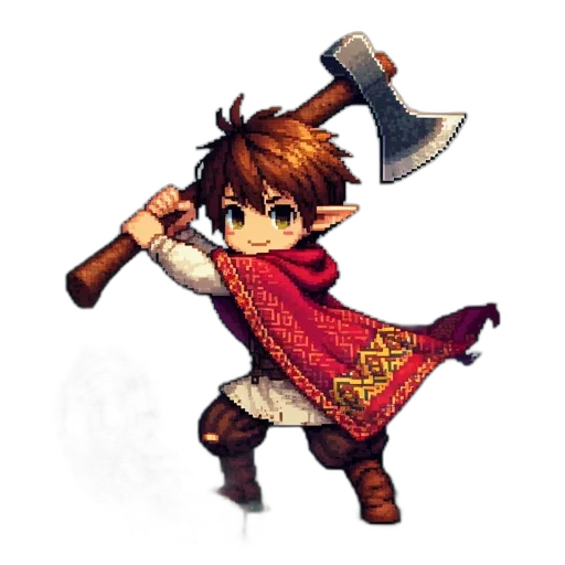 sword, weapon, staff, pixel art, fantasy art, concept art, 3d render, red transparent PNG cut-out
