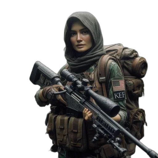 weapon, jacket, staff, face, concept art, 3d render, photorealistic, pixel art transparent PNG cut-out