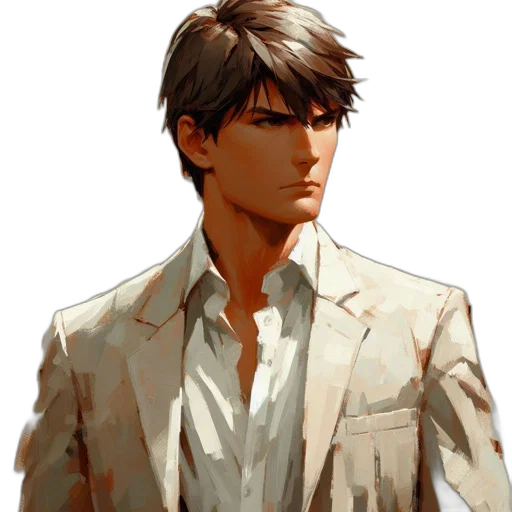 jacket, face, pixel art, concept art, photorealistic, comic book art, earth tones, dark transparent PNG cut-out