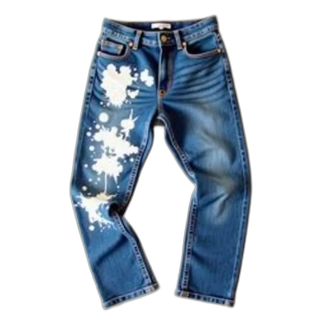 jacket, pair, blue, jeans, white, paint, splatter, design transparent PNG cut-out