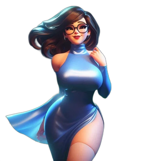 dress, concept art, fantasy art, 3d render, comic book art, blue, animated, woman transparent PNG cut-out