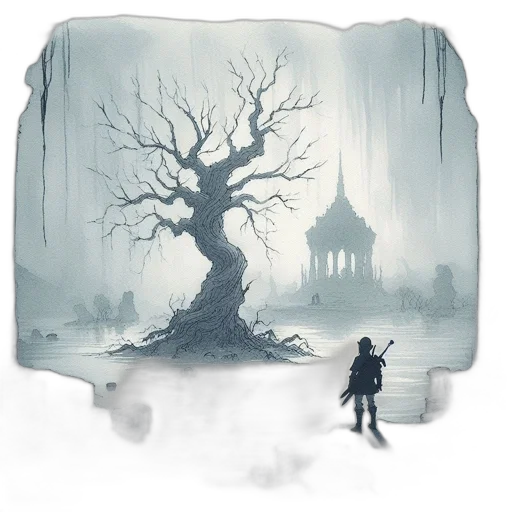 tree, concept art, fantasy art, watercolor, pixel art, fog, snow, forest transparent PNG cut-out