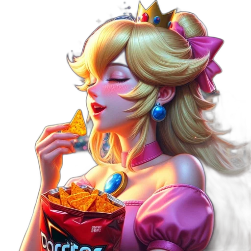 crown, food, dress, vaporwave, concept art, fantasy art, anime, blonde-haired transparent PNG cut-out